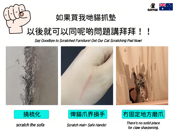 CATPAK-100%純劍麻貓抓墊-加厚 貓抓板 磨抓唔掉屑全屋萬用貼-專治貓爪拆家